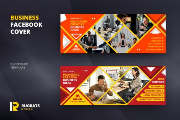 企业咨询管理公司推广社交媒体主页封面设计模板 Business Facebook Cover Template