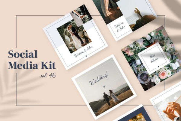婚礼摄影主题社交方形广告图设计模板v46 Social Media Kit (Vol.46)