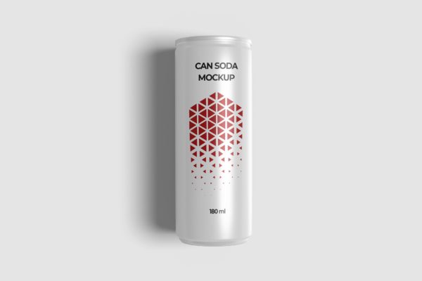 苏打水易拉罐标签设计顶视图样机模板 Top View Can Soda Mockup