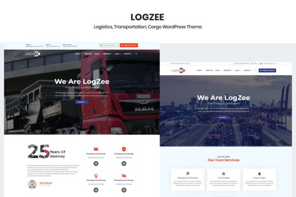 物流货运公司网站建设WordPress企业主题 Logzee – Logistics Cargo WordPress Theme