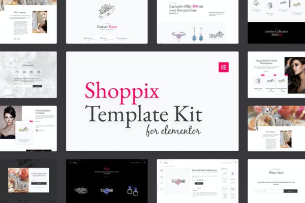 奢侈品珠宝品牌WP网站Elementor模板套件 Shoppix – Luxury & Jewellery Shop Elementor Template Kit