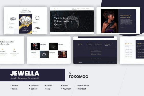 珠宝品牌网站WordPress主题模板[for Elementor] Jewella  – Jewelry Elementor Template Kit