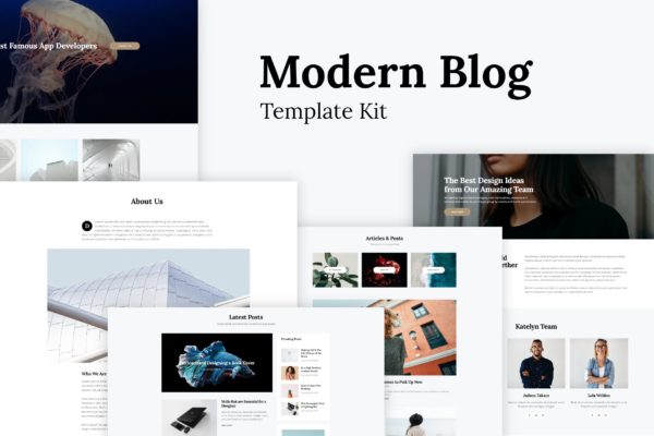 现代设计风格专业博客WP模板[for Elementor] Katelyn – Modern Blog Template Kit