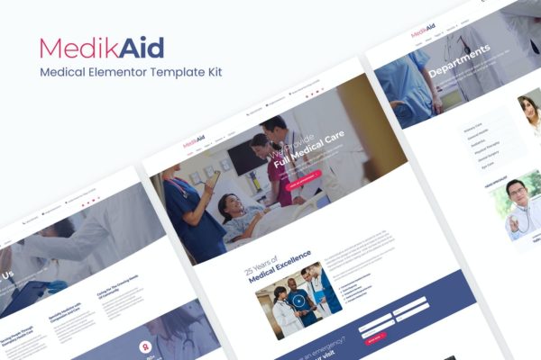 医疗保健机构网站WordPress主题模板[for Elementor] MedikAid | Medical Healthcare Elementor Template Kit