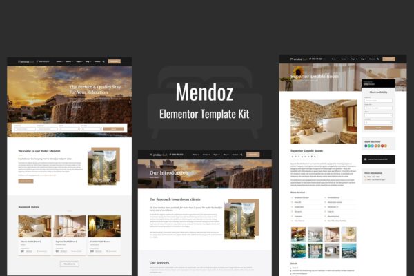 酒店&旅游预订网站WordPress模板[for Elementor] Mendoz – Hotel & Travel Template Kit