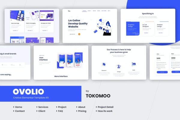 创意UI/UX设计工作室WP网站Elementor模板 Ovolio – Creative Elementor Template Kit