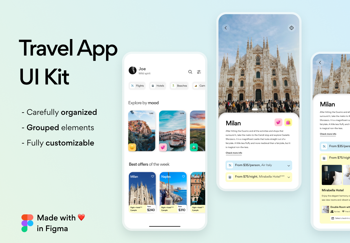 Travel App FREE UI Kit