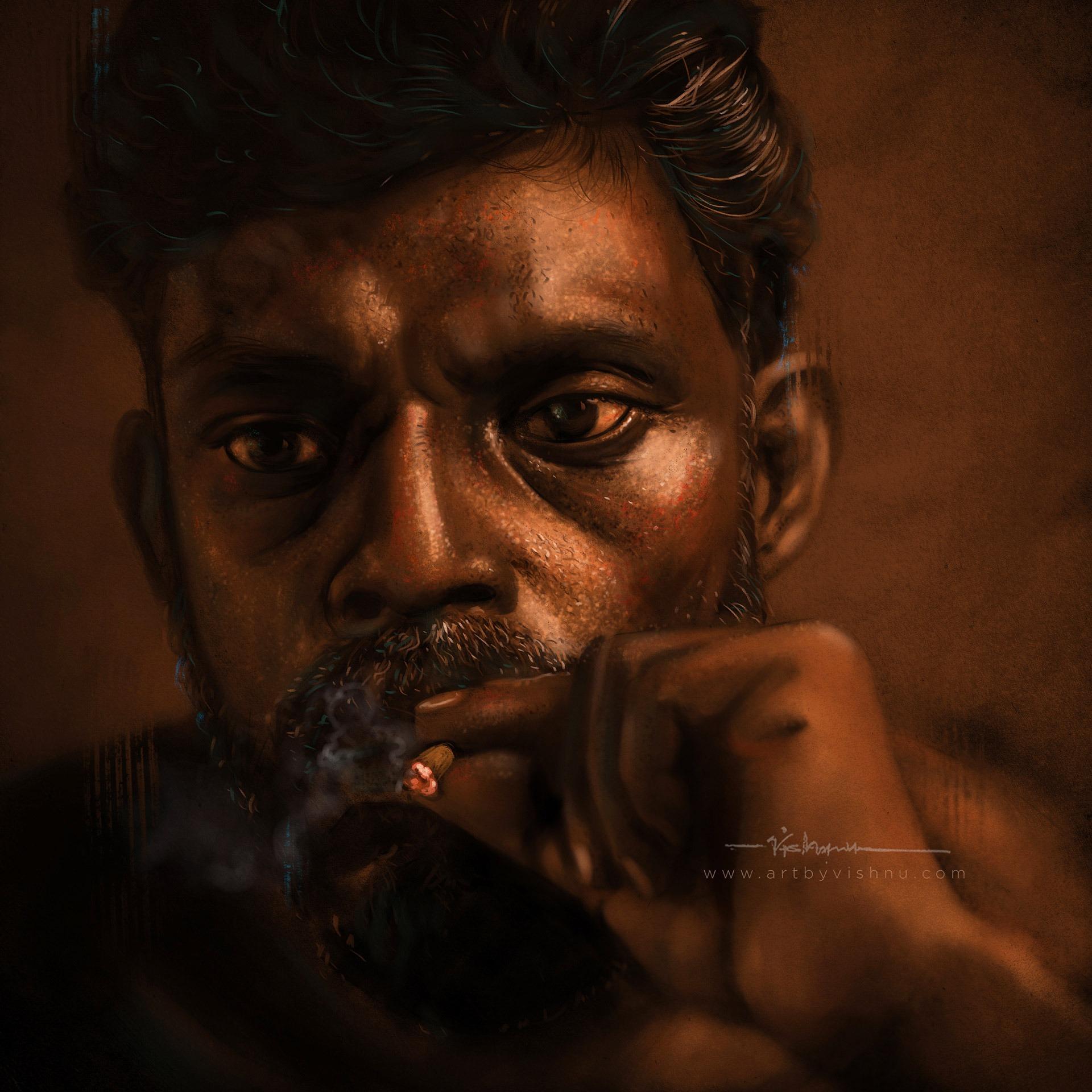 Vishnu照片级的肖像插画作品