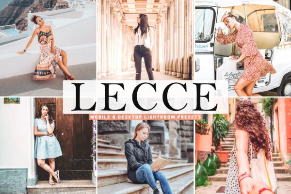 桃粉色＆浅金色自然色调LR照片处理预设 Lecce Mobile & Desktop Lightroom Presets