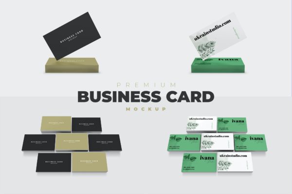 透视企业名片设计效果图样机模板v24 Business Card Mockup