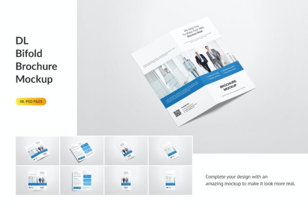 DL双折页企业宣传册效果图样机 Dl Bifold Brochure Mockup