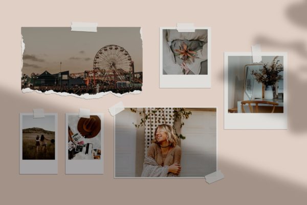 阳光阴影情绪板照片墙样机模板v18 Moodboard Mockup