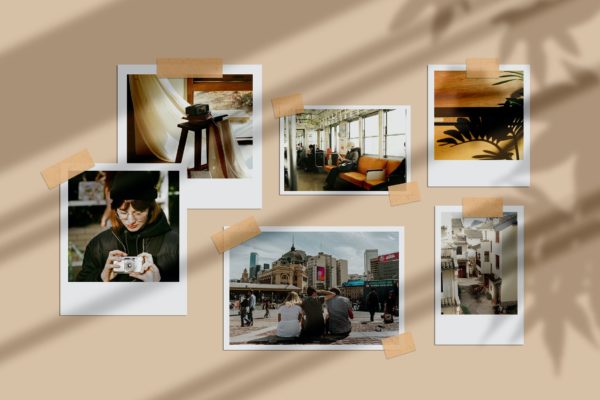 阳光阴影情绪板照片墙样机模板v17 Moodboard Mockup