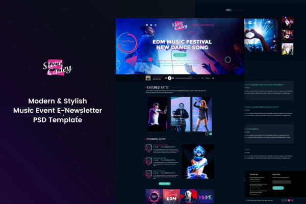 现代时尚电子音乐活动推广EDM模板 Modern & Stylish Music Event E-Newsletter
