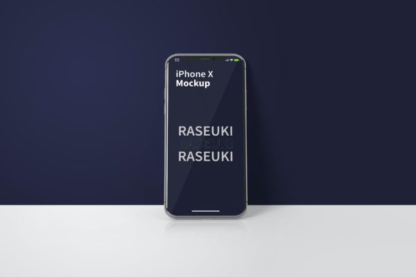 站立式前视图屏幕展示iPhone X样机 Standing iPhone Mockup