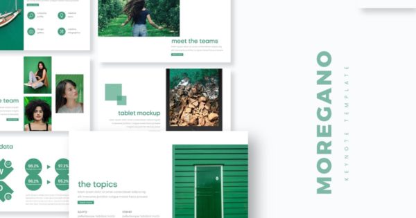 湖绿色旅行主题Keynote幻灯片模板下载 Moregano – Keynote Template