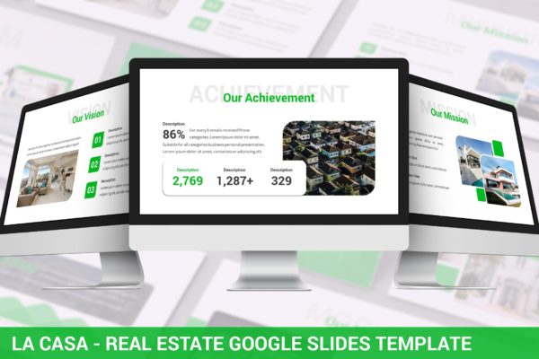 精致房地产公司工作总结汇报PPT模板 La Casa – Real Estate Google Slides Template