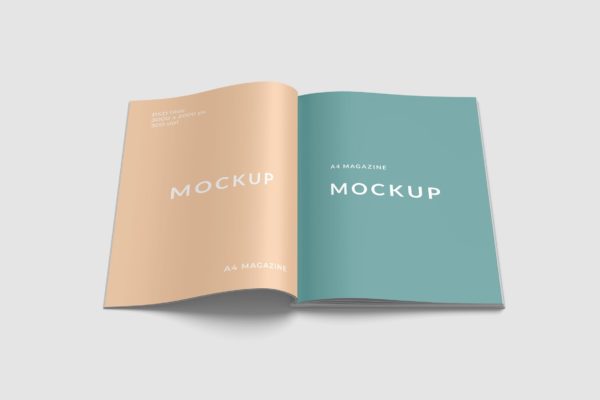 A4规格画册杂志内页版式设计前视图样机 A4 Magazine Mockup Front View