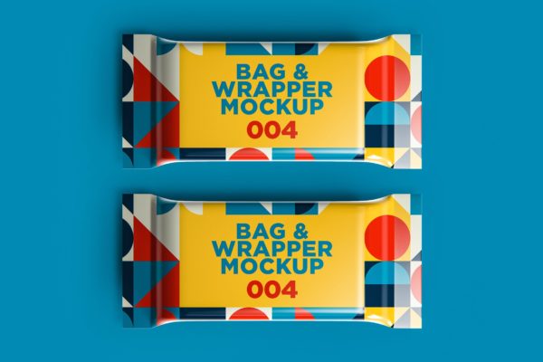零食包装袋外观设计样机模板v4 Bag & Wrapper Mockup 004