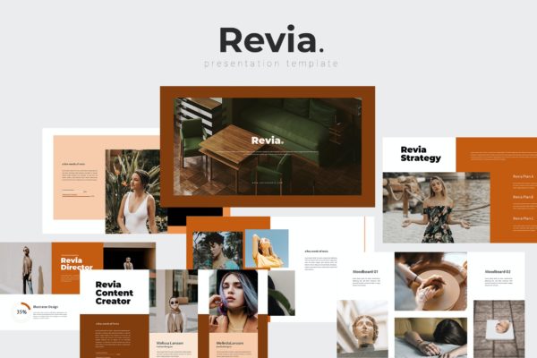 时尚品牌推广PPT演示幻灯片模板 Revia – Fashion Powerpoint Template