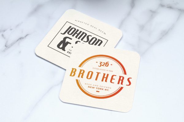 方形尺寸酒杯杯垫品牌设计样机模板 Coaster Mockup