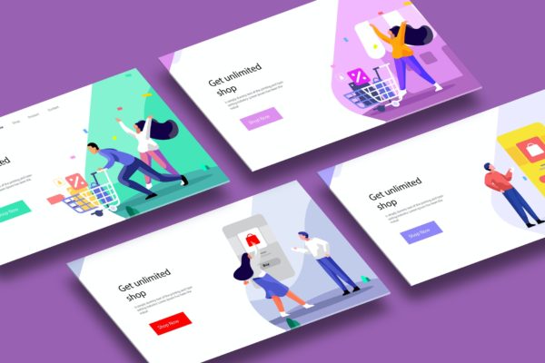等距透视图3D屏幕演示样机模板 Perspective Isometric 3D Screens Mockup