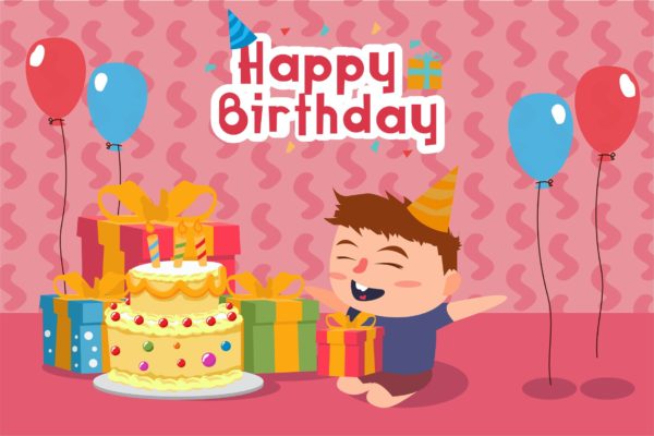 生日庆祝派对主题卡通手绘插画设计素材 Happy Birthday – Vector illustration