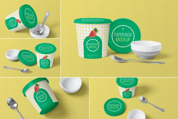 桶装冰淇淋外包装设计效果图样机 Ice Cream Tub Mockups