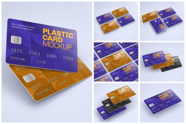 塑料信用卡银行卡效果图展示样机集 Plastic Card Mockup Set | Credit Card