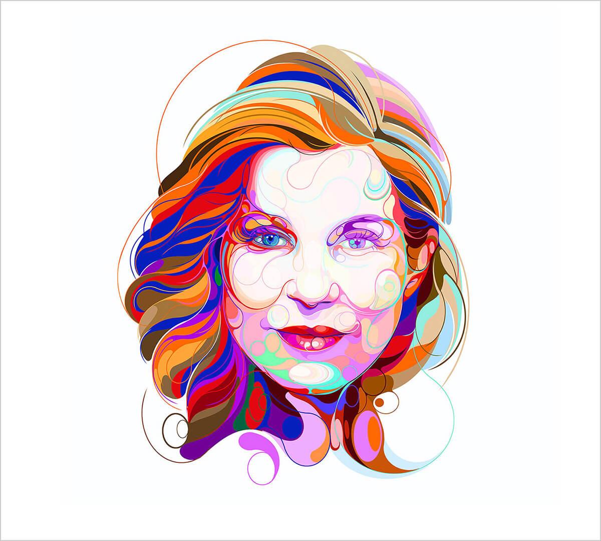 Martin Sati独特的炫酷肖像插画作品
