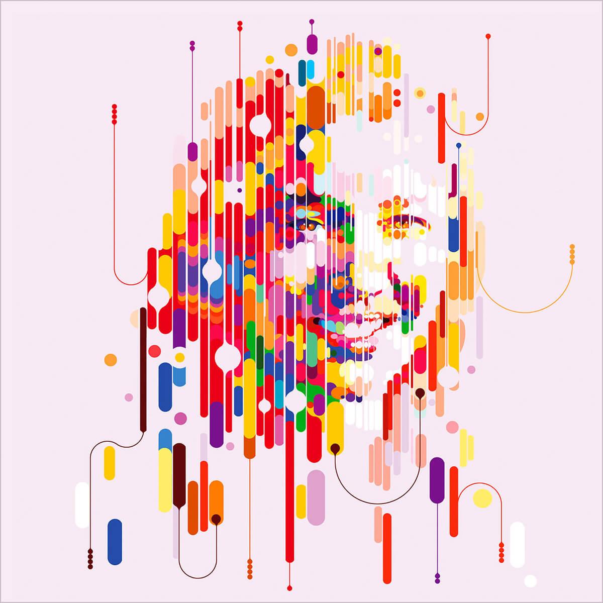 Martin Sati独特的炫酷肖像插画作品