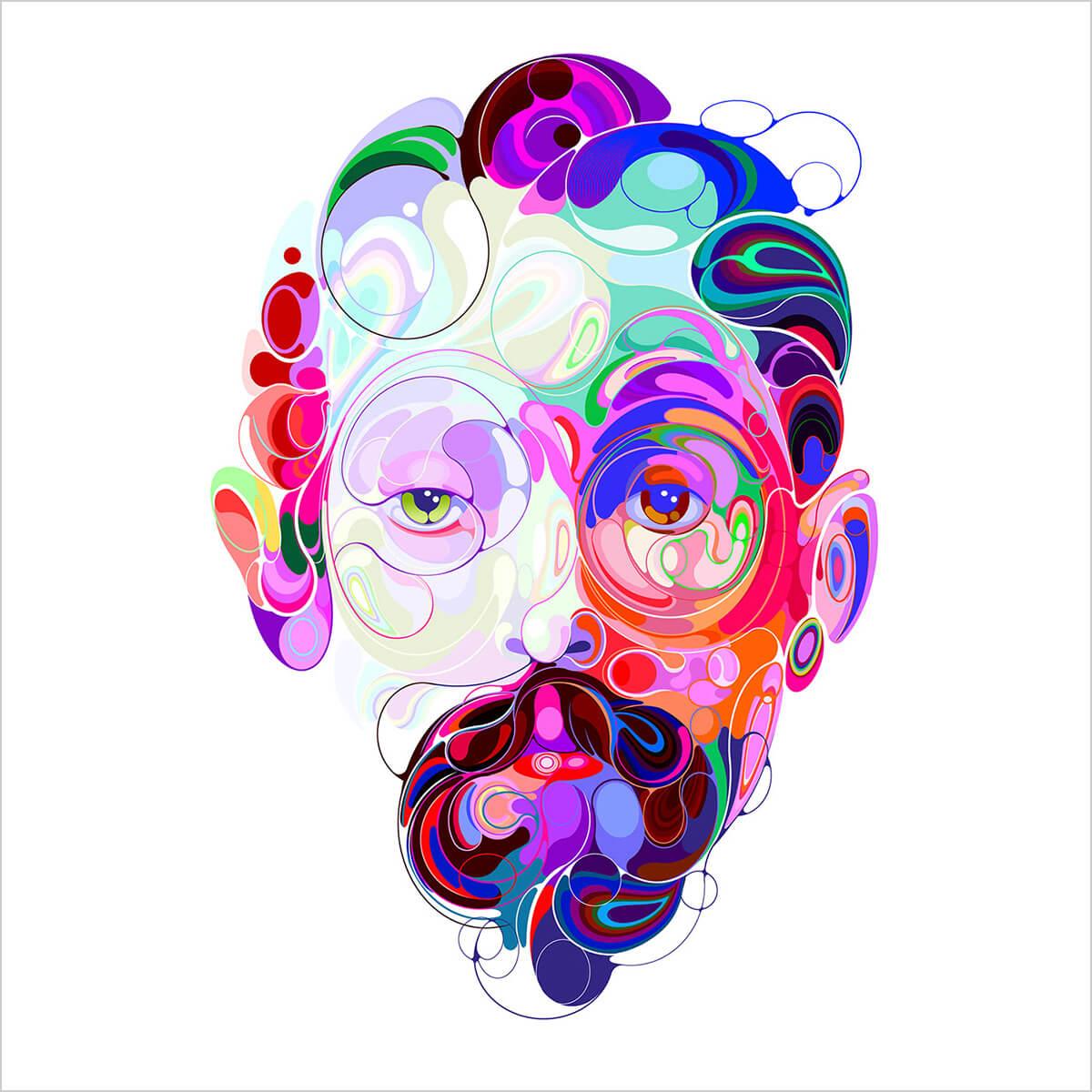 Martin Sati独特的炫酷肖像插画作品