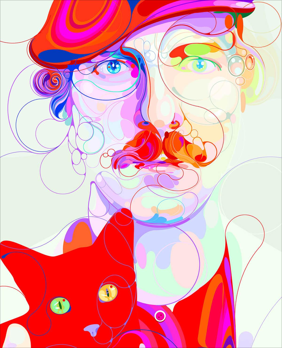 Martin Sati独特的炫酷肖像插画作品