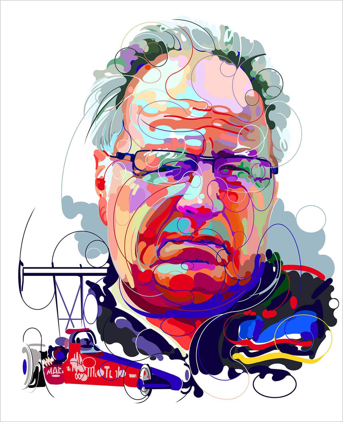 Martin Sati独特的炫酷肖像插画作品