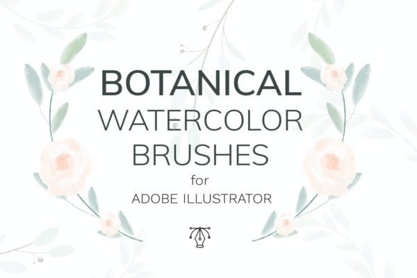 植物水彩画笔AI绘画创作笔刷 Vector botanical watercolor brushes