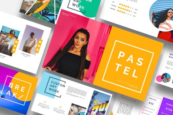 波普艺术涂鸦设计PPT幻灯片模板 Pastel – Pop Art & Graffiti Powerpoint Template