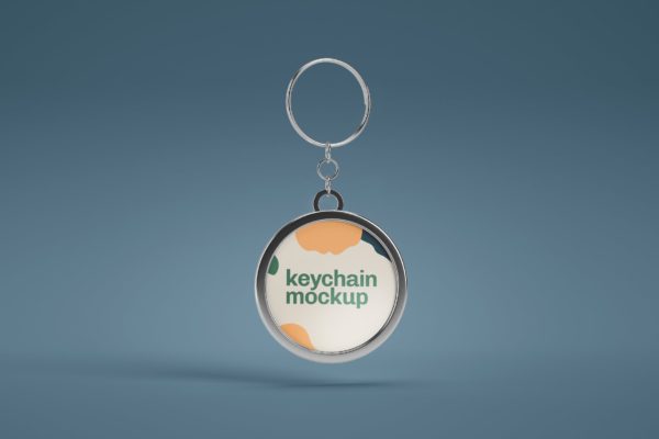 圆形金属钥匙扣设计样机模板 Circle Metallic Keychain Mockup