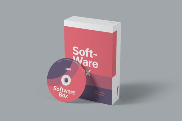 电脑软件纸盒包装设计样机模板 Software Box Packaging Mockups