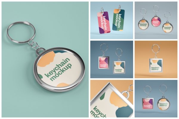 钥匙扣标签设计样机集 Keychain Mockup Set