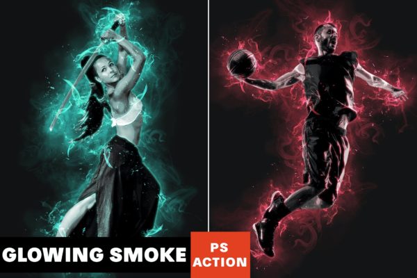 亮光烟雾笔刷Photoshop动作 Glowing Smoke Photoshop Action