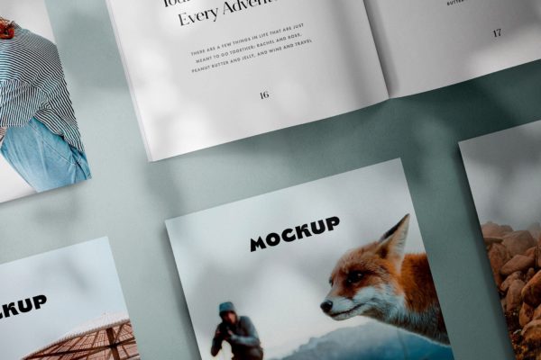 方形杂志布局设计样机 Square Magazines Layout Mockup