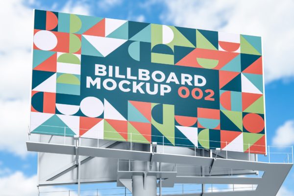 城市公路巨型广告牌设计样机模板v2 Billboard Mockup 002