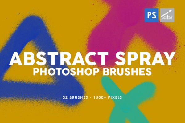 32种风格抽象喷雾Photoshop印章笔刷 32 Abstract Spray Photoshop Stamp Brushes