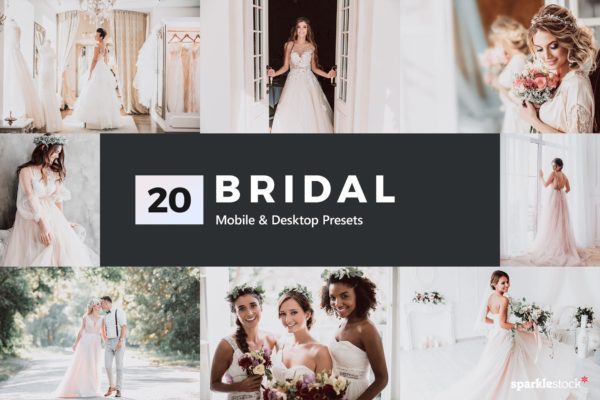 20款新娘婚纱摄影后期处理LR预设 20 Bridal Lightroom Presets & LUTs