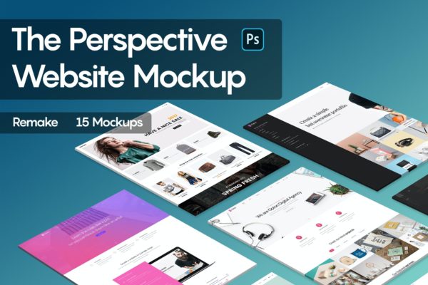 透视网站效果图演示样机模板 The Perspective Website Mockup