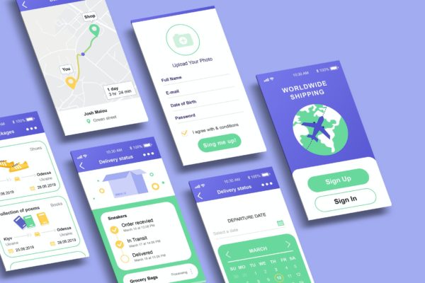 透视图App应用屏幕展示样机素材 Perspective App Screens Mockup