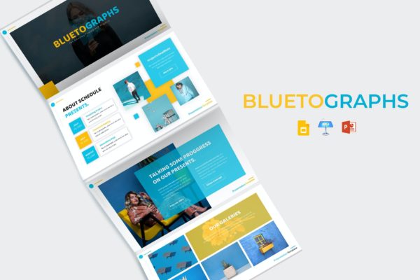 经典简洁蓝黄色系列PPT模板 Bluetographs – PowerPoint Template