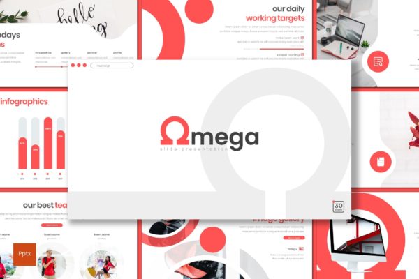 欧米茄字符元素演示Keynote模板 Omega – Keynote Template