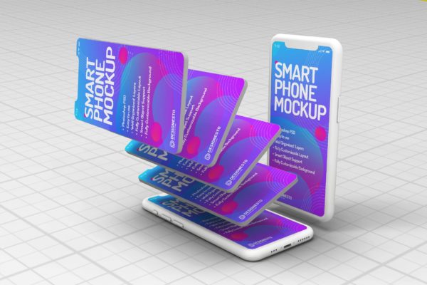 粘土材质创意卡片式UI展示样机模板 Phone – Inovative Mockup Template