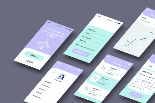 透视手机App应用屏幕效果图演示样机 Perspective App Screens Mockup